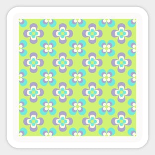 Floral Retro Neck Gator Aqua Purple and Green Retro Floral Sticker